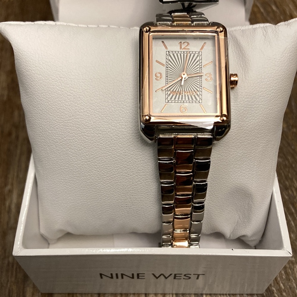New Nine West Women’s Two Tone Rectangle Watch